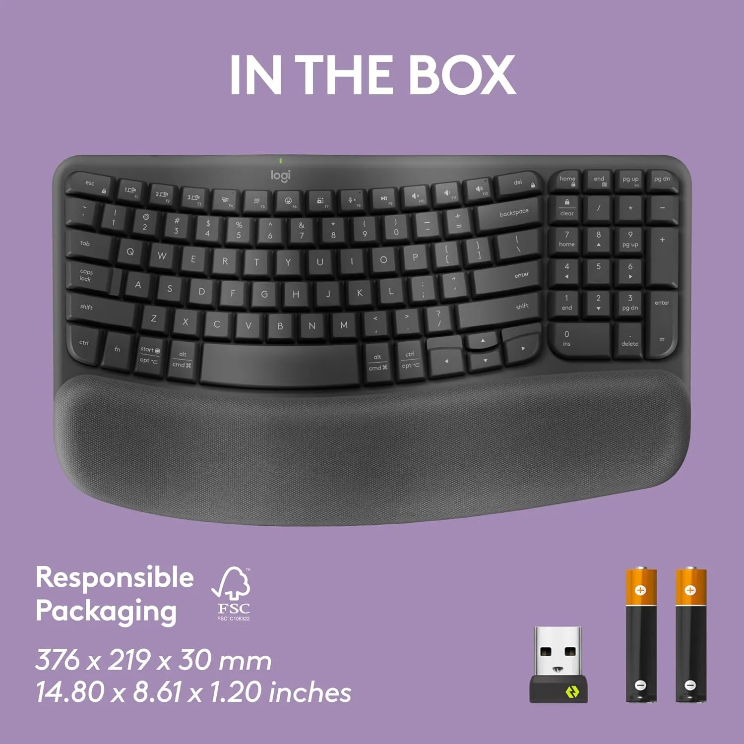 Logitech Wireless Keyboard with Cushioned Palm Rest Wave Keys view 2